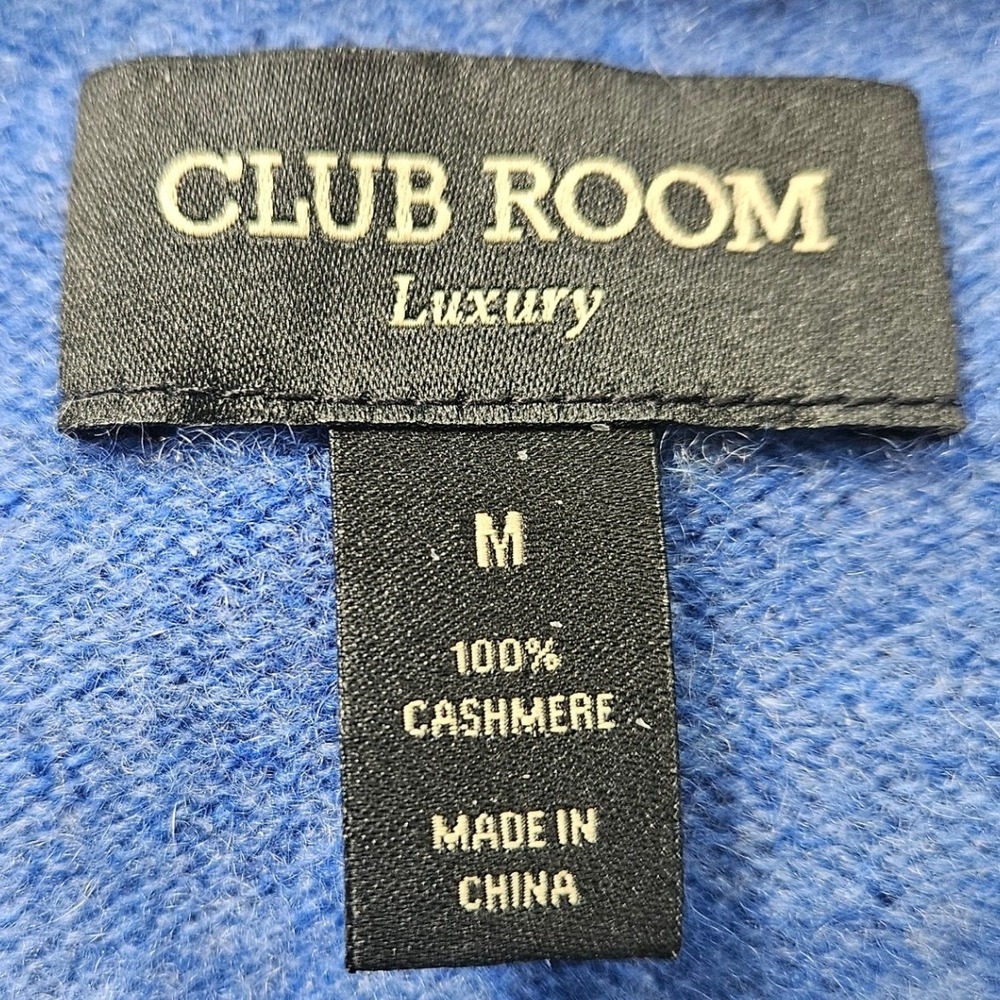 Club Room Luxury Mens Blue 100% Cashmere Crewneck Pullover Sweater Size M Preppy - Picture 3 of 7